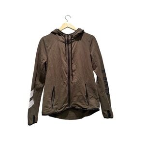 Victoria's Secret Pink Green Logo Full Zip Hooded‎ Sweatshirt Size Medium